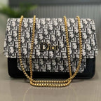 Black | Dior Oblique Canvas & Leather Flap Clutch | Luxury Designer Handbag for Women
