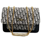 Black | Dior Oblique Canvas & Leather Flap Clutch | Luxury Designer Handbag for Women
