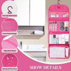 Travel Roll-Up Hanging Cosmetic & Toiletry Organizer Bag  | Multi-Compartment Storage | Hook for Hanging | Random Colors