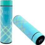 LED Temperature Display Water Bottle | Checkered Design  | Smart Stainless Steel Vacuum 500ml Flask | Random Color